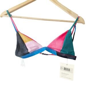 Mara Hoffman Astrid Multicolor UPF 50 Triangle Bikini Swimsuit Top Size Medium